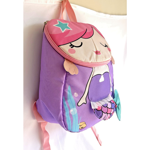 BLUBOON 3D Pre-school Backpack Mermaid Purple Pink - Picture 3 of 8